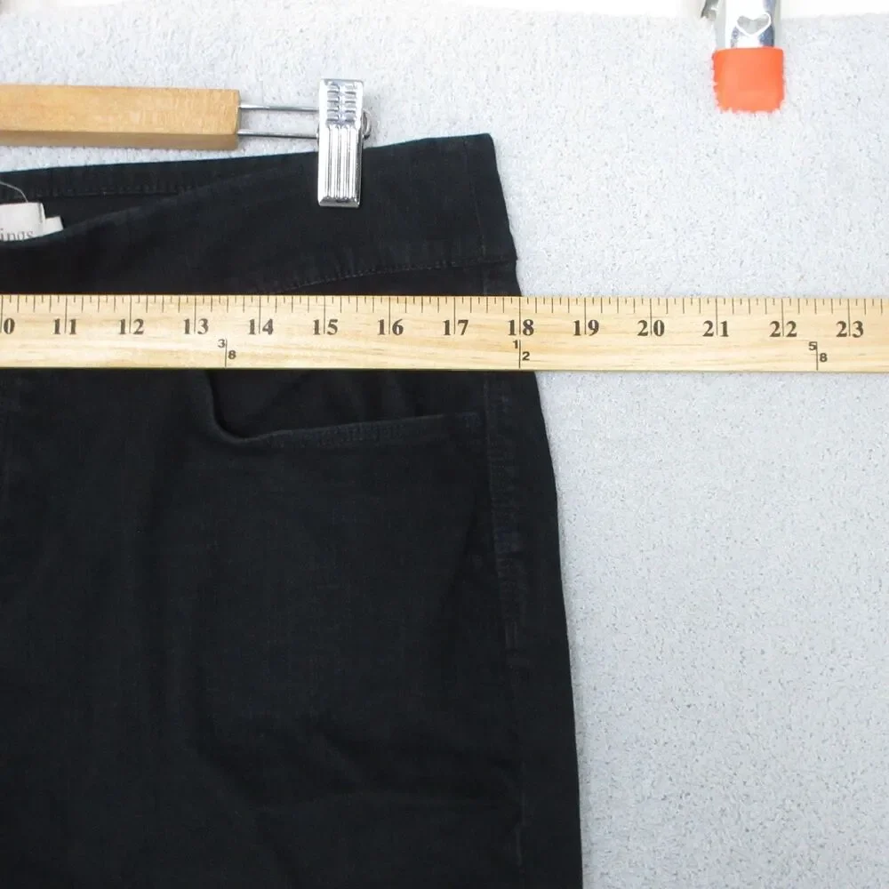 Soft Surroundings Pull On Pants Womens Petite L Black Stretch Slim Ankle 36x24.5